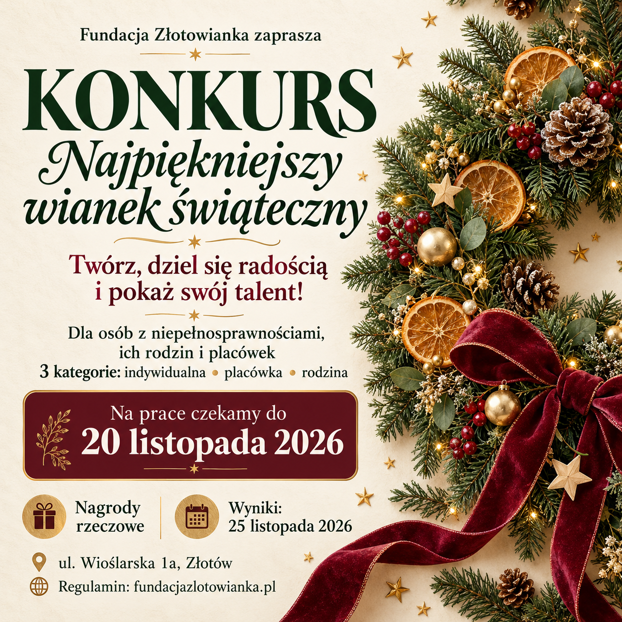 Regulamin konkursu Najpiękniejszy wianek świąteczny 
